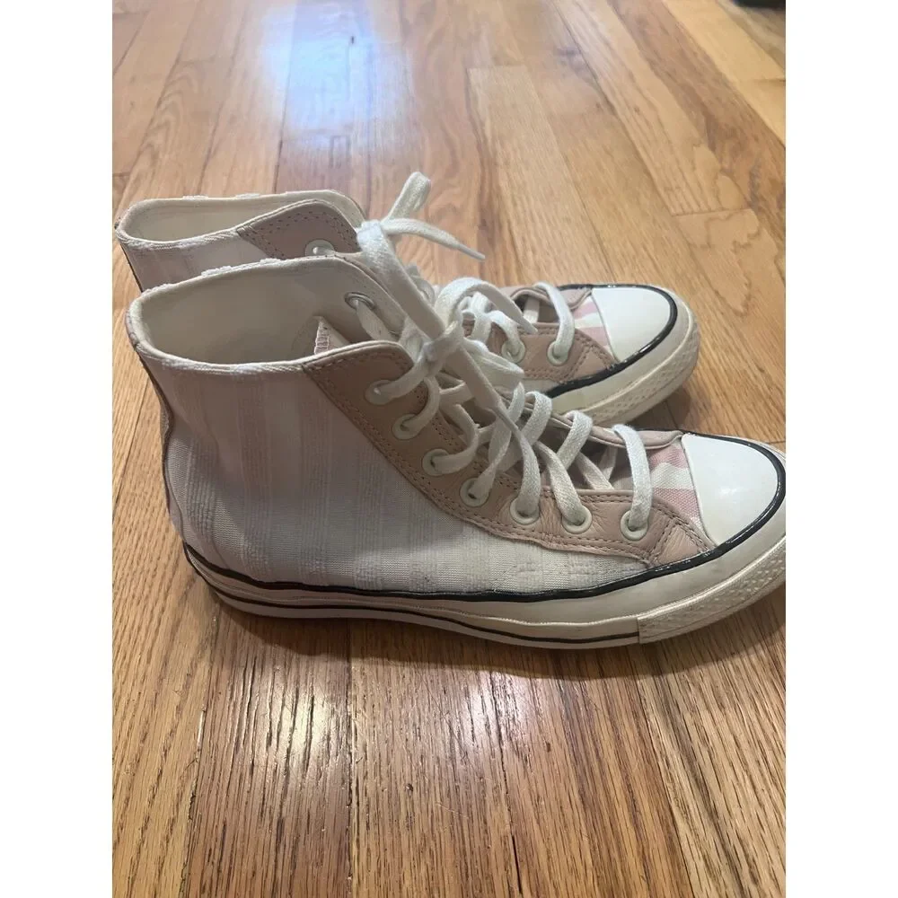 Converse Chuck 70 Striped High Top Sneakers Pink White 7.5